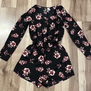 Black floral romper